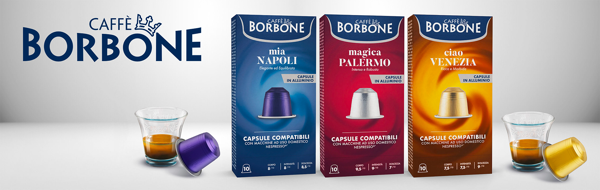 Aluminum capsules Borbone Coffee compatible with Nespresso