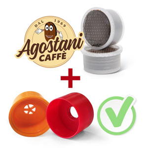 Agostani single-dose capsule capsules with Lavazza Nims compatible adapter